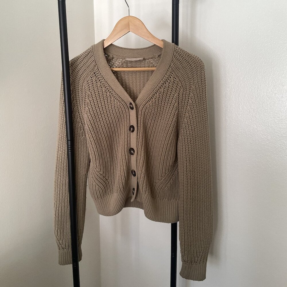 Everlane sage green chunky cotton cardigan